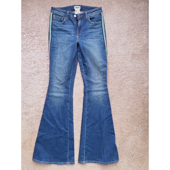 L'AGENCE Solana Bell Bottom Flare Jean 26 Side Stripe Western Luxury Cowgirl - Picture 3 of 6